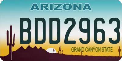AZ license plate BDD2963