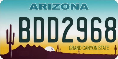 AZ license plate BDD2968