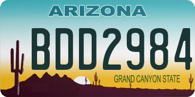 AZ license plate BDD2984