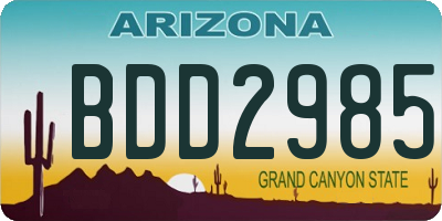 AZ license plate BDD2985