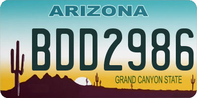 AZ license plate BDD2986