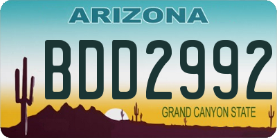 AZ license plate BDD2992