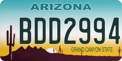 AZ license plate BDD2994