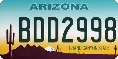 AZ license plate BDD2998