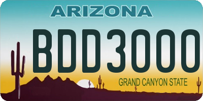 AZ license plate BDD3000