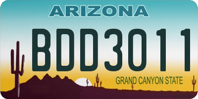 AZ license plate BDD3011