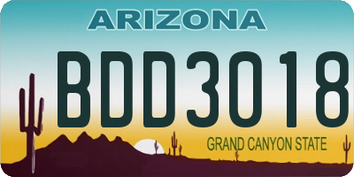 AZ license plate BDD3018