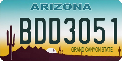 AZ license plate BDD3051
