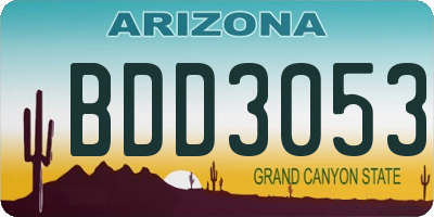 AZ license plate BDD3053