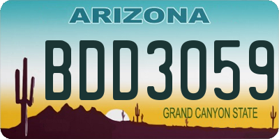 AZ license plate BDD3059
