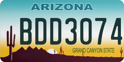 AZ license plate BDD3074