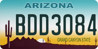 AZ license plate BDD3084