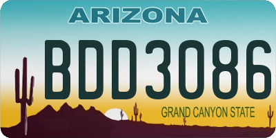 AZ license plate BDD3086