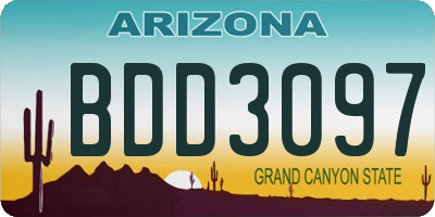 AZ license plate BDD3097