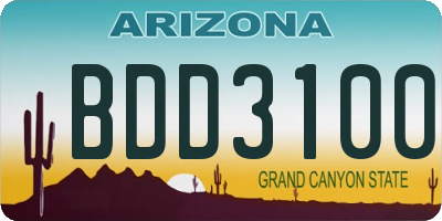 AZ license plate BDD3100