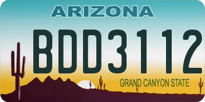 AZ license plate BDD3112