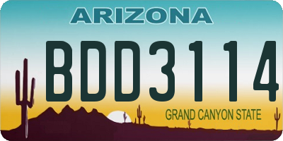 AZ license plate BDD3114