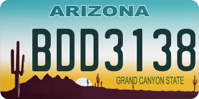 AZ license plate BDD3138