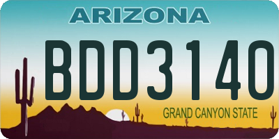 AZ license plate BDD3140