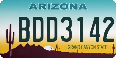 AZ license plate BDD3142