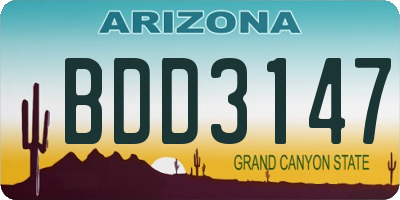 AZ license plate BDD3147