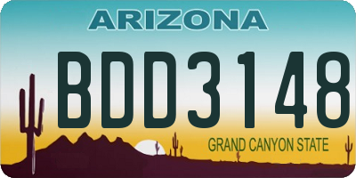 AZ license plate BDD3148