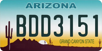AZ license plate BDD3151