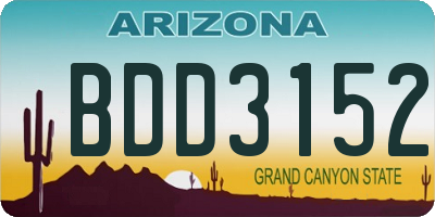 AZ license plate BDD3152