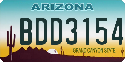 AZ license plate BDD3154
