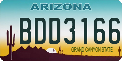 AZ license plate BDD3166
