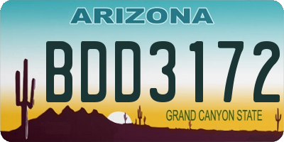 AZ license plate BDD3172