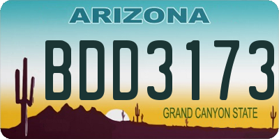 AZ license plate BDD3173