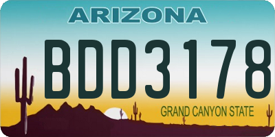 AZ license plate BDD3178