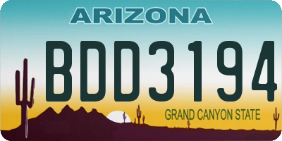 AZ license plate BDD3194