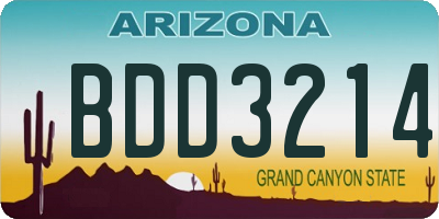 AZ license plate BDD3214