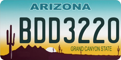AZ license plate BDD3220