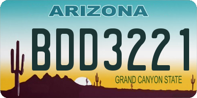 AZ license plate BDD3221