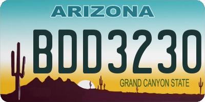 AZ license plate BDD3230