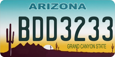 AZ license plate BDD3233