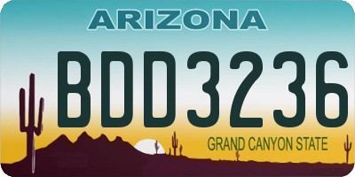 AZ license plate BDD3236