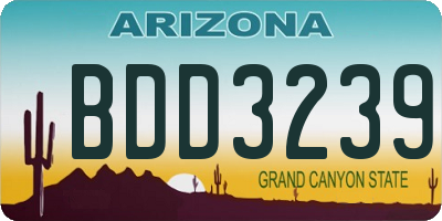 AZ license plate BDD3239
