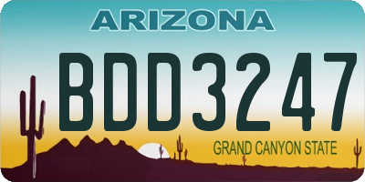 AZ license plate BDD3247