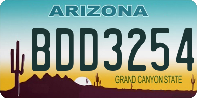 AZ license plate BDD3254