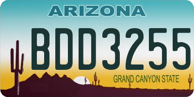 AZ license plate BDD3255