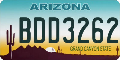 AZ license plate BDD3262