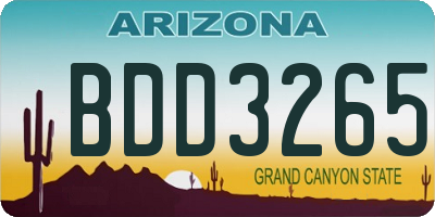 AZ license plate BDD3265