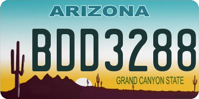 AZ license plate BDD3288