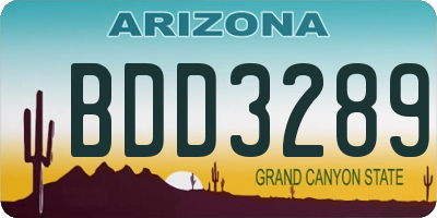 AZ license plate BDD3289
