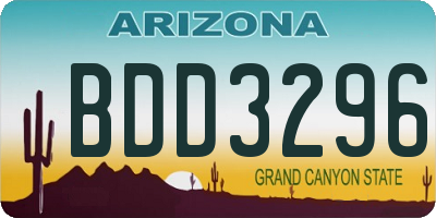 AZ license plate BDD3296