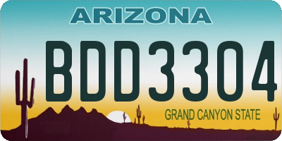 AZ license plate BDD3304